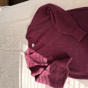a new day V-Neck Ribbed Sweater - Burgundy